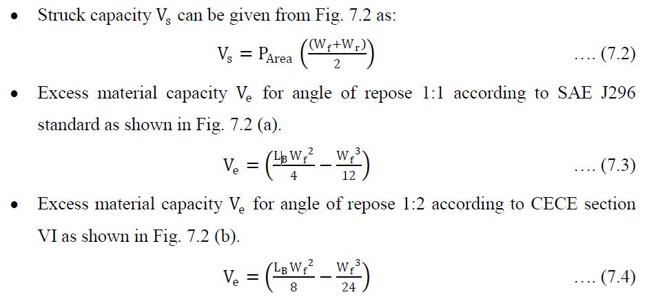 excavator bucket capacity calculation